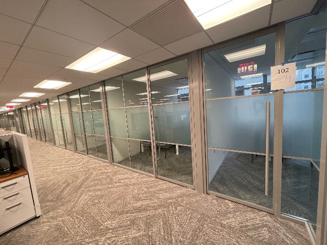 Body banded glass doors in an office